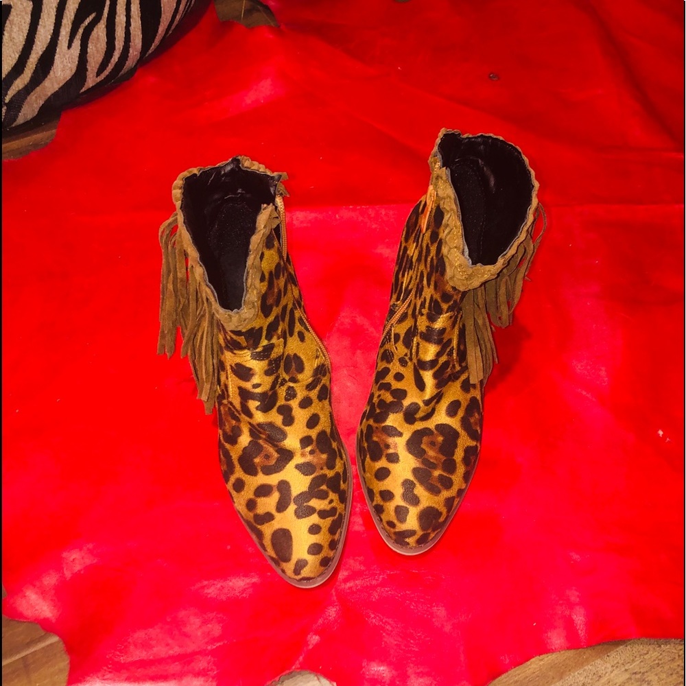 Cheetah print booties